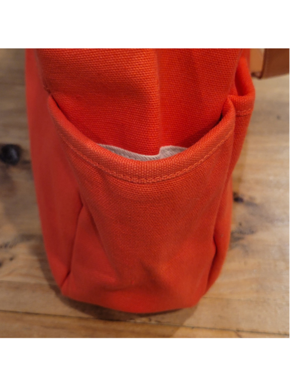 Fossil Orange Canvas Tote Bag Brown Leather Handles Shoulder Purse Zip Top - Picture 12 of 14